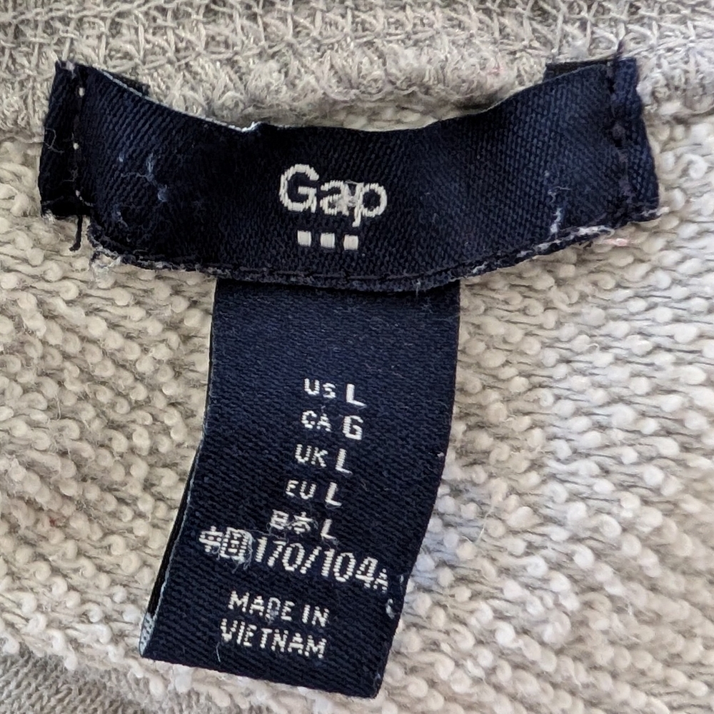 GAP Womens‎ Crew Neck Sweatshirt LARGE Logo Casual Cozy Pullover Gray - Picture 6 of 7